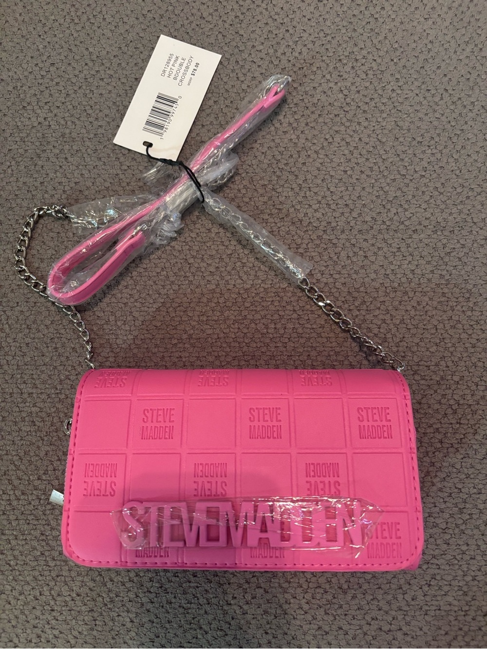 Steve Madden Hot Pink Logo Embossed Crossbody Bag